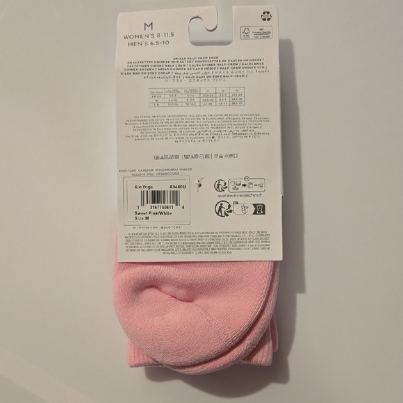 ALO Yoga Light Pink Unisex Half-Crew Socks - Picture 3 of 3
